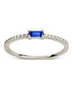 Sterling Silver Thin Sapphire CZ Stacking Birthstone Ring