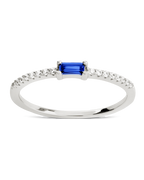 Sterling Silver Thin Sapphire CZ Stacking Birthstone Ring