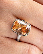 Sterling Silver Elongated Cushion Champagne CZ Cocktail Ring