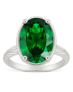 Sterling Silver Oval Cut Emerald CZ Cocktail Ring