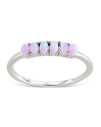 Sterling Silver Pink Opal Cluster Ring