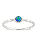 Sterling Silver Green Opal Solitaire Ring