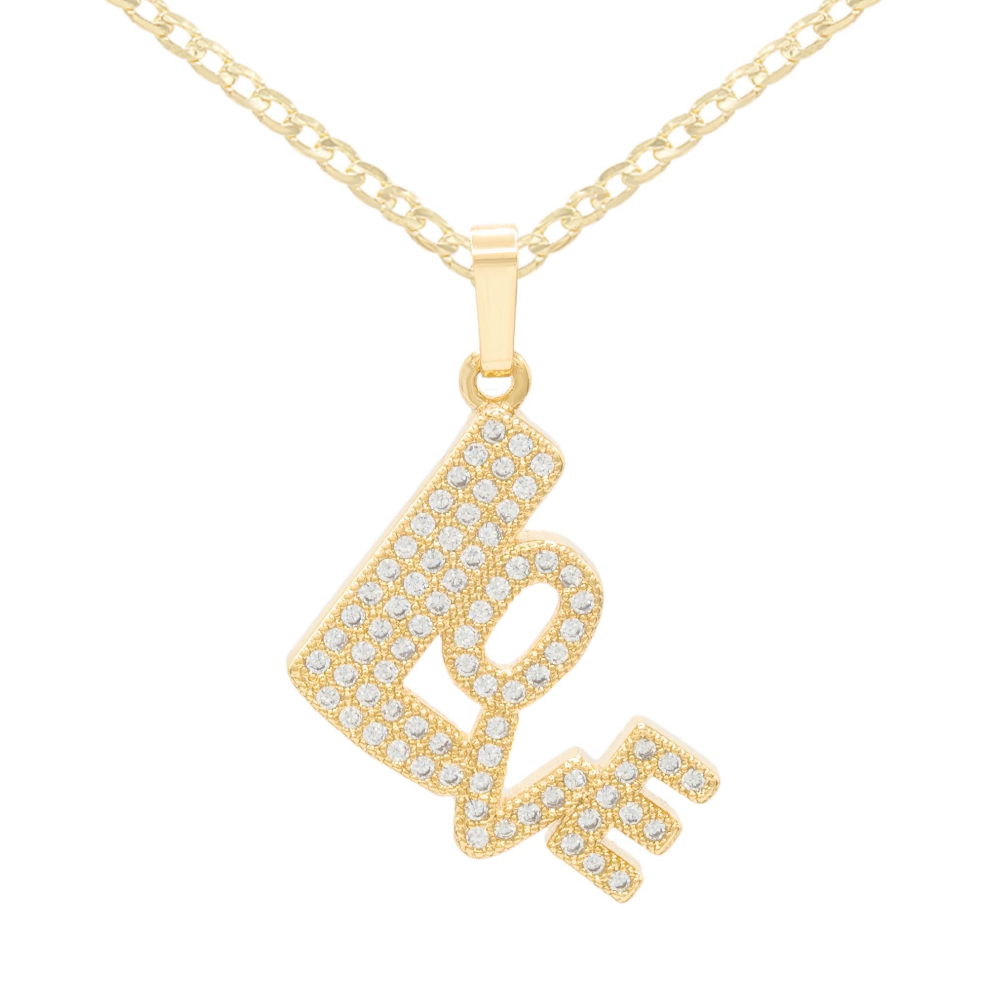 Cubic Zirconia 14K Gold Filled Love Pendant Necklace Set