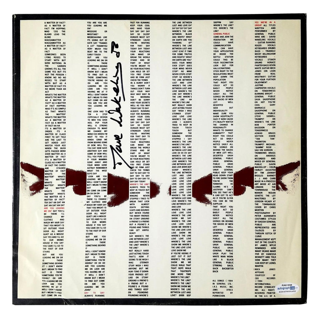 Dave Wakeling General Public Signed Album Sleeve ACOA