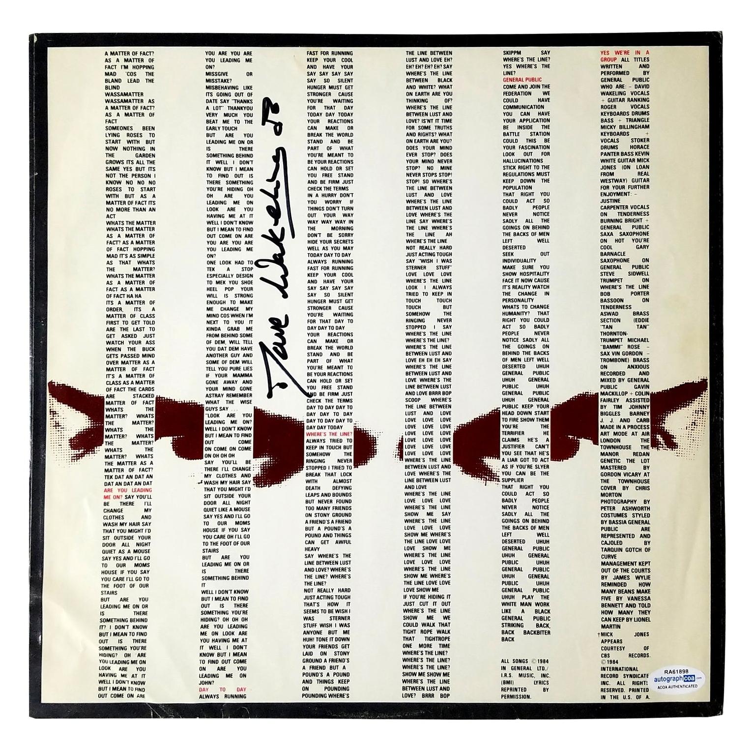 Dave Wakeling General Public Signed Album Sleeve ACOA