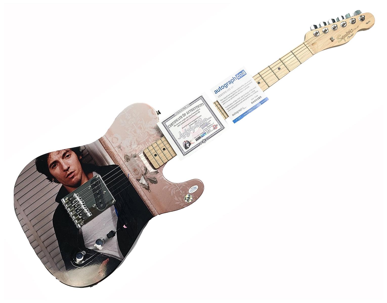 Bruce Springsteen Signed Darkness On The Edge of Town Graphics Guitar ACOA