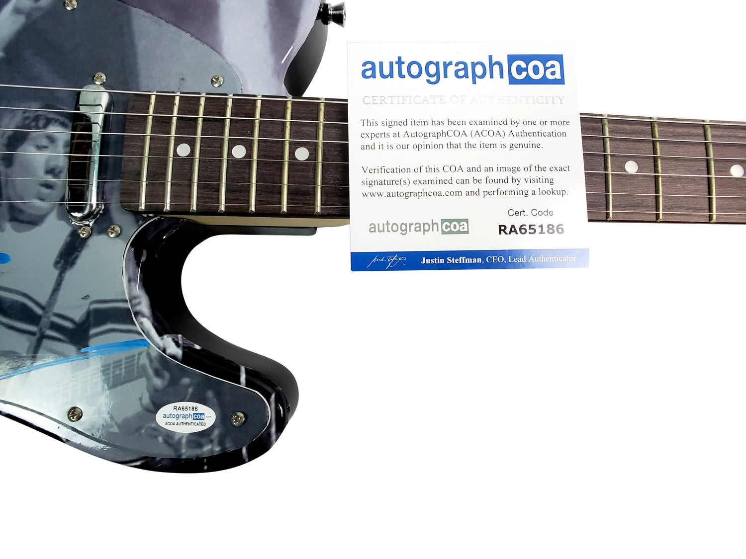 The Who Pete Townshend Autographed Custom Repurposed Graphics Photo Guitar ACOA