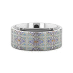 RADIANCE Flat Titanium Ring with Engraved Cross Pattern - 8mm