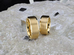RADIATE Gold-Plated Titanium Flat Brushed Center Men's Wedding Ring With Beveled Polished Edges - 8mm