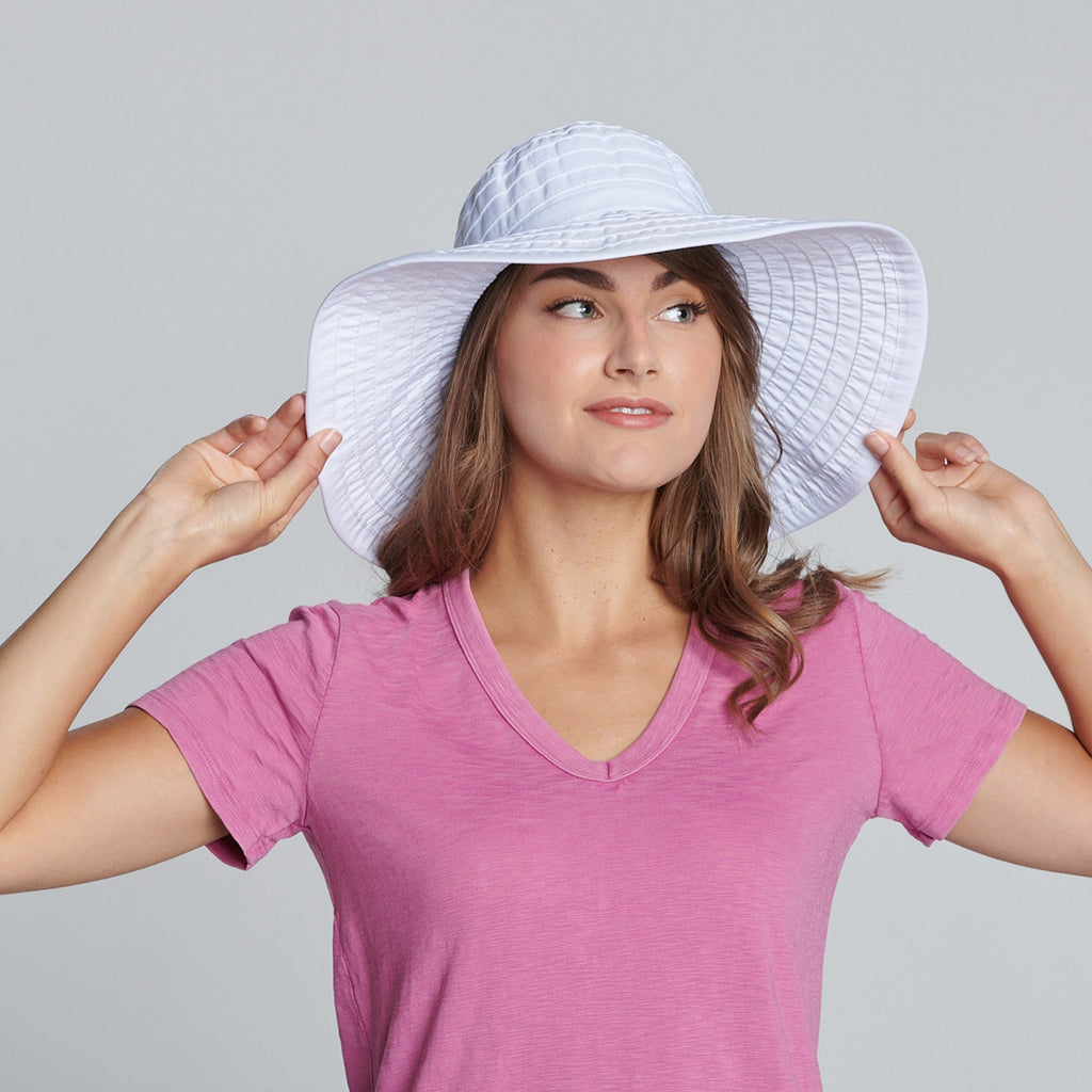 Women's Large Brim Ribbon Hat with a Bow