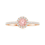 Lab Grown Pink White Diamond Halo Engagement Ring with IGI Certificate