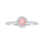 Lab Grown Pink White Diamond Halo Engagement Ring with IGI Certificate