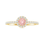 Lab Grown Pink White Diamond Halo Engagement Ring with IGI Certificate