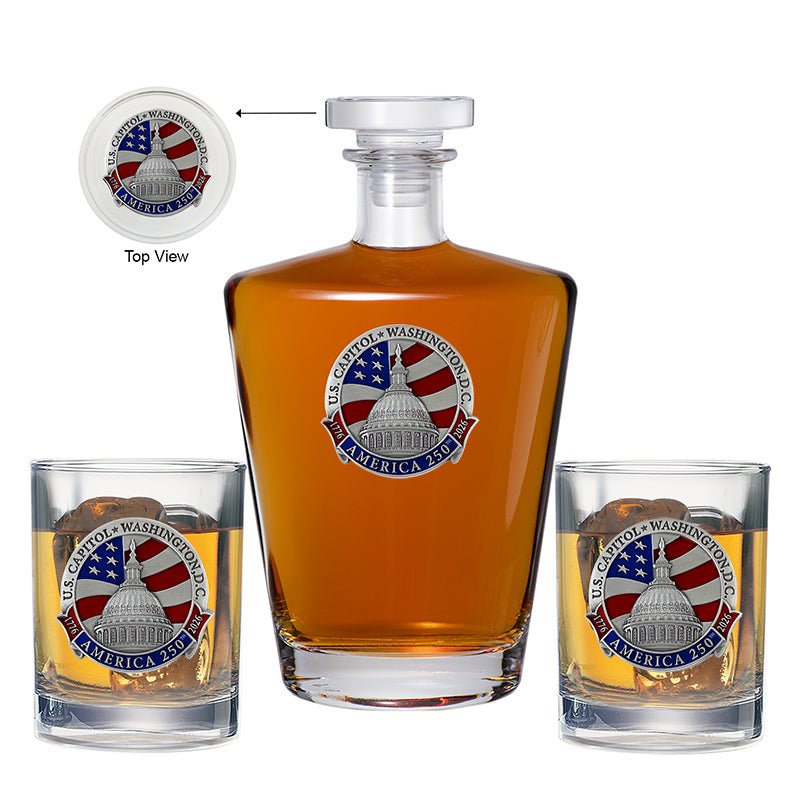 America's 250th Anniversary Capitol Dome Royal Decanter with 2 Glasses
