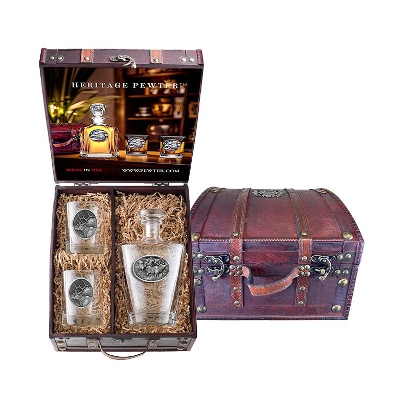 Elk Royal Decanter and 2 Glasses with Chest Box
