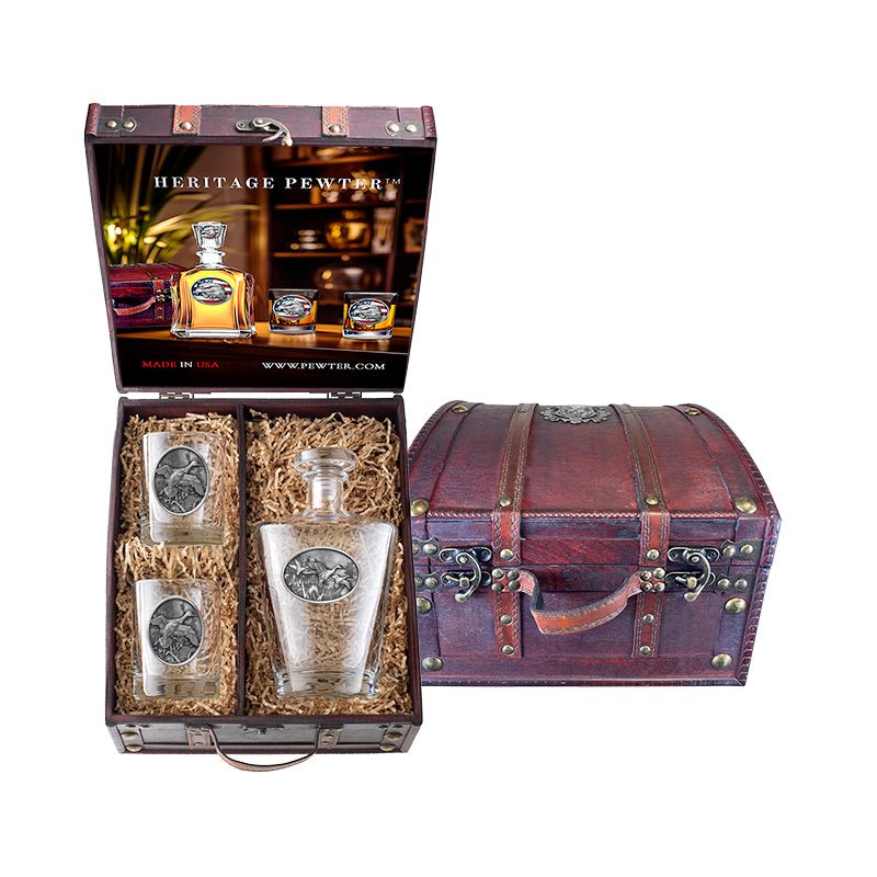 Pintail Duck Royal Decanter and 2 Glasses with Chest Box
