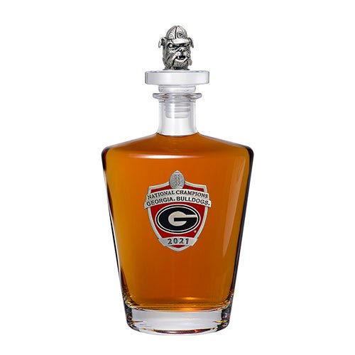 Georgia Bulldogs National Champions 2021 Shield Logo Royal Decanter with 3D Top