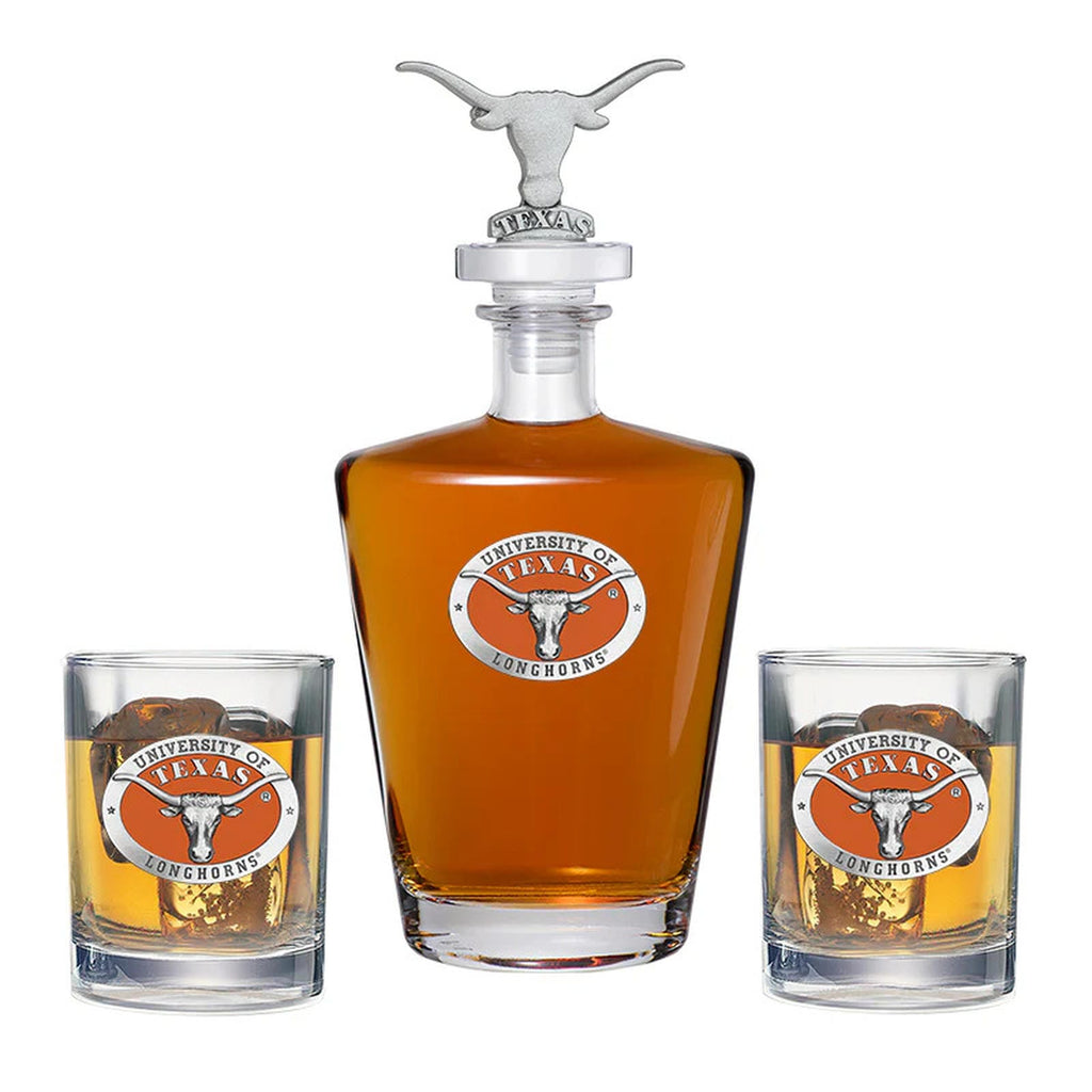 University of Texas at Austin Royal Decanter with 3D Top Cougar & 2 Glasses