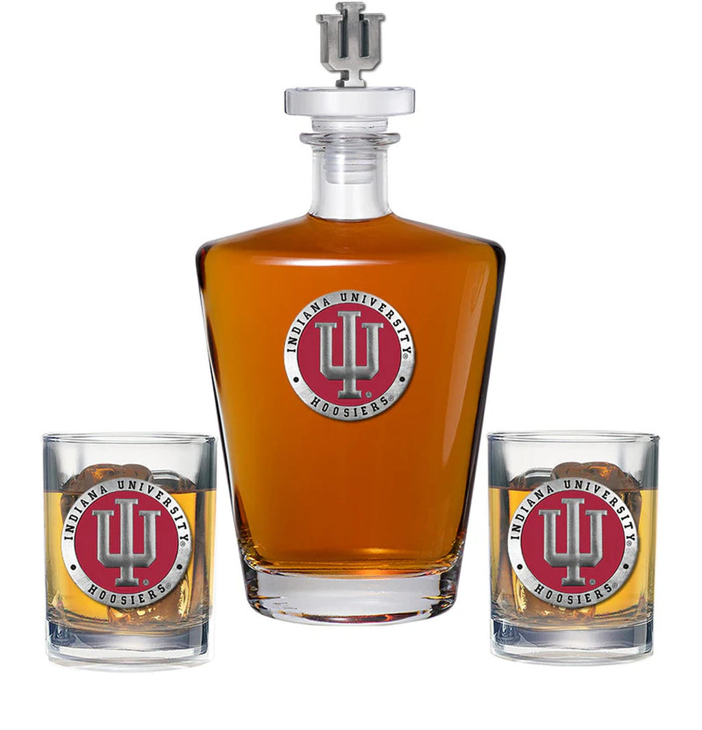 Indiana Hoosiers Royal Decanter with 3D Top Cougar & 2 Glasses