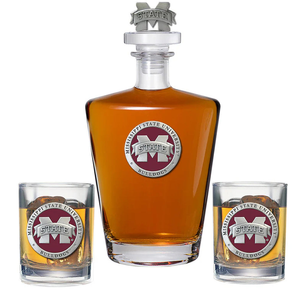 Mississippi State University Bulldogs "M" Logo with 3D Top & 2 Glasses