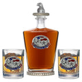 America's 250th Anniversary Mount Rushmore Royal Decanter w/ Eagle Head 3D Top-Diamond Accents & 2 Glasses