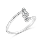10K White Gold 1/4 Cttw Lab Grown Diamond Vertical Three Stone Ring