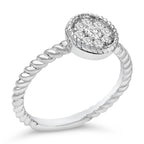 Sterling Silver 1/4 Cttw Diamond Floral Round Braided Ring