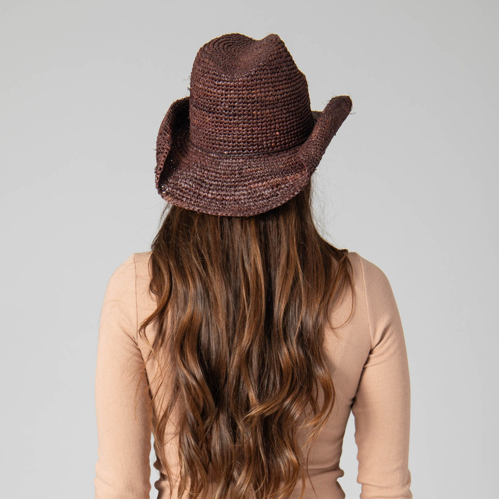 Women's Crocheted Raffia Cowboy Hat