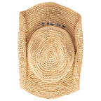Women's Crocheted Raffia Cowboy Hat with Stone Trim