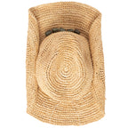 Women's Crocheted Raffia Cowboy Hat with Stone Trim
