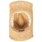 Women's Crocheted Raffia Cowboy Hat with Stone Trim