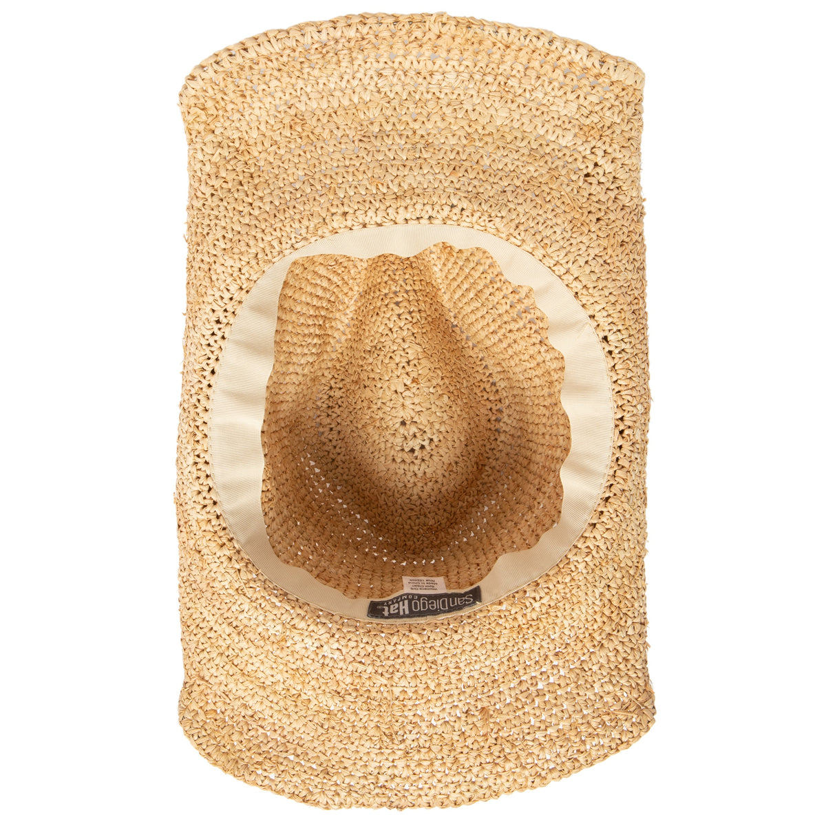Women's Crocheted Raffia Cowboy Hat with Stone Trim