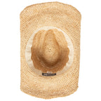 Women's Crocheted Raffia Cowboy Hat with Stone Trim