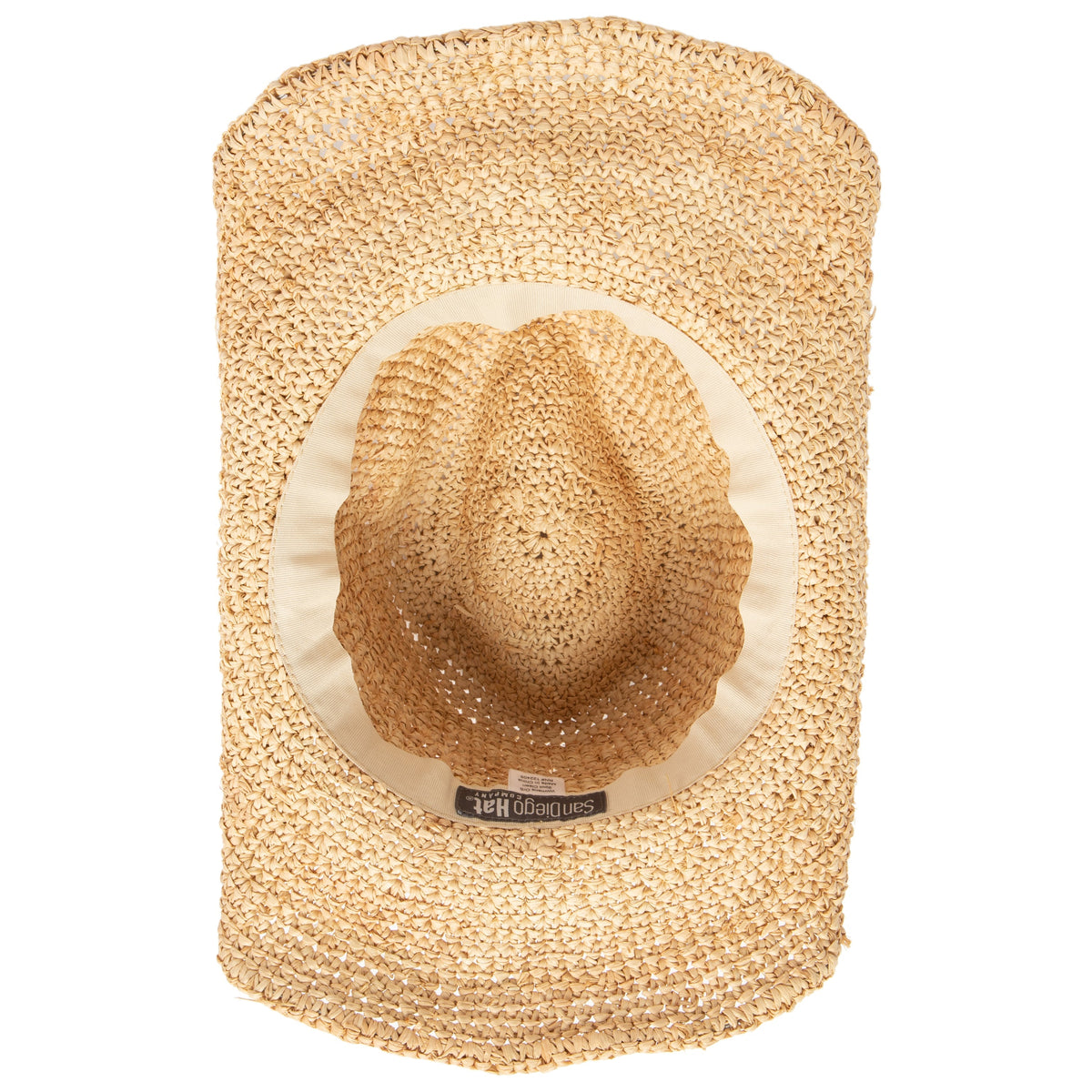 Women's Crocheted Raffia Cowboy Hat with Stone Trim