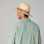 Mens Raffia Fedora Lifeguard with Chin Cord
