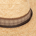 Mens Raffia Fedora Lifeguard with Chin Cord