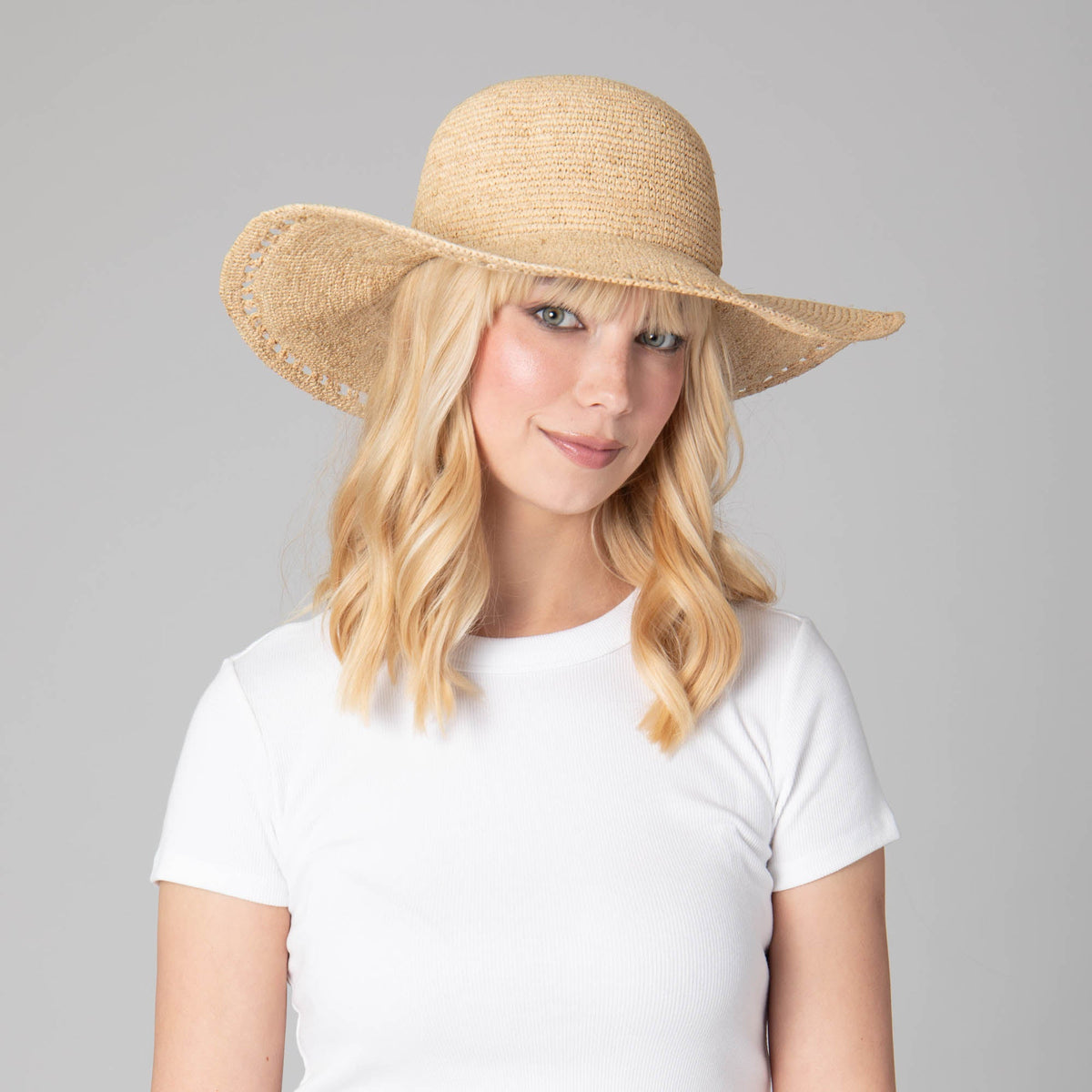 Isla -  Women's Raffia Round Crown Floppy