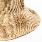 Sol - Crochet Raffia Bucket with Embroidered Flowers