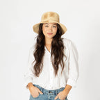 Sol - Crochet Raffia Bucket with Embroidered Flowers