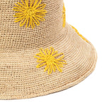 Sol - Crochet Raffia Bucket with Embroidered Flowers
