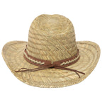 Men's Woven Rush Straw Pinch Crown Cowboy