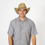 Men's Woven Rush Straw Pinch Crown Cowboy