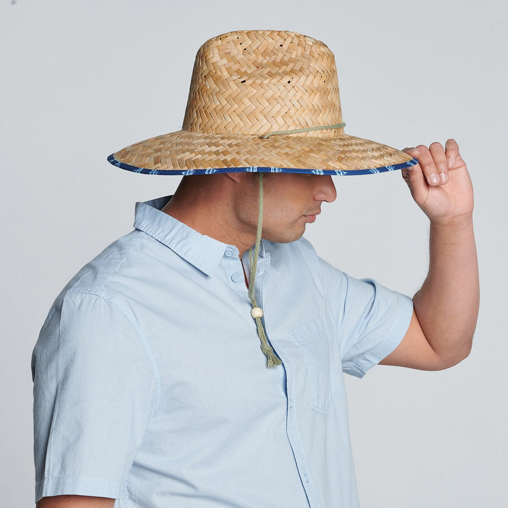 Americana - Men's rush straw lifeguard with under brim print and adjustable chin cord