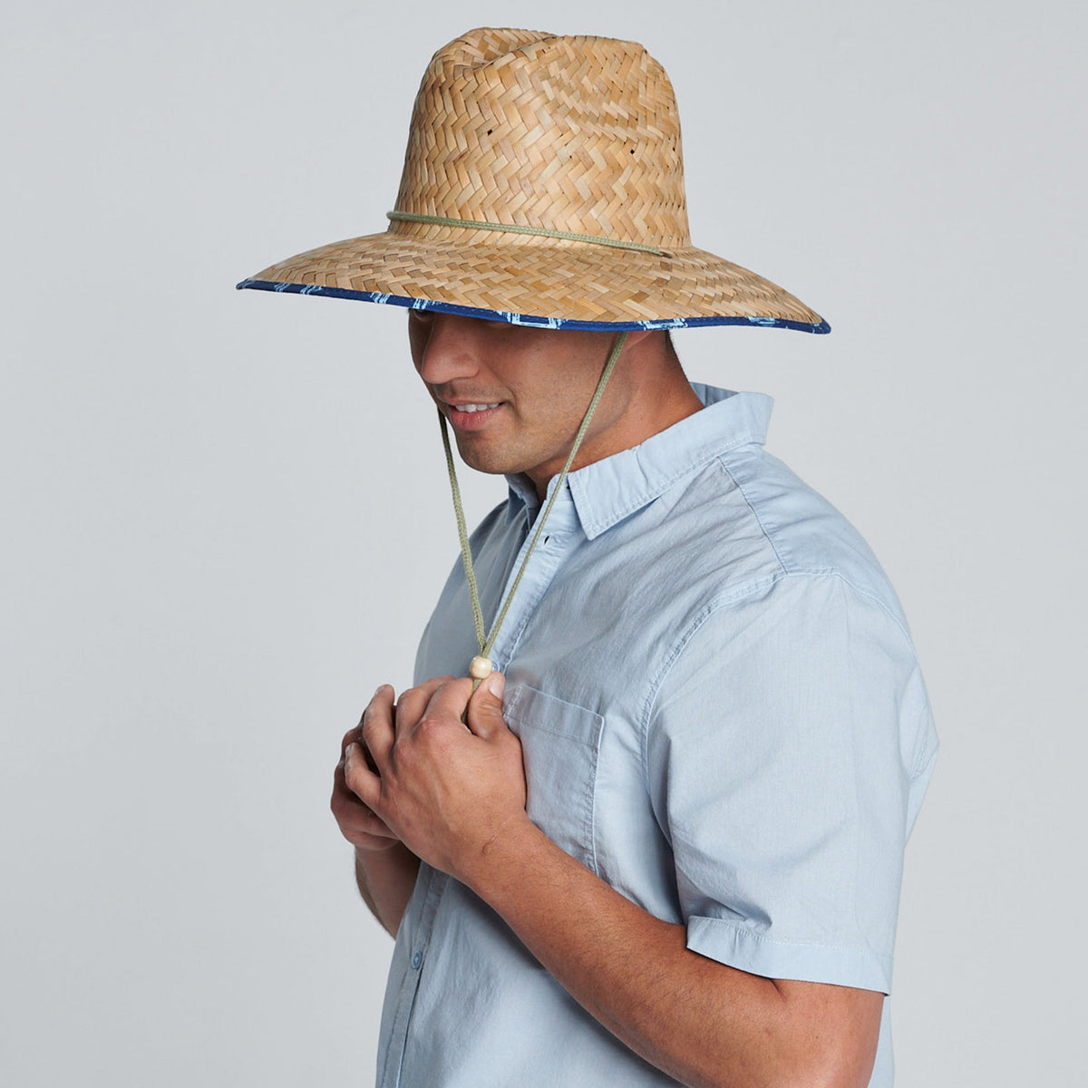 Americana - Men's rush straw lifeguard with under brim print and adjustable chin cord