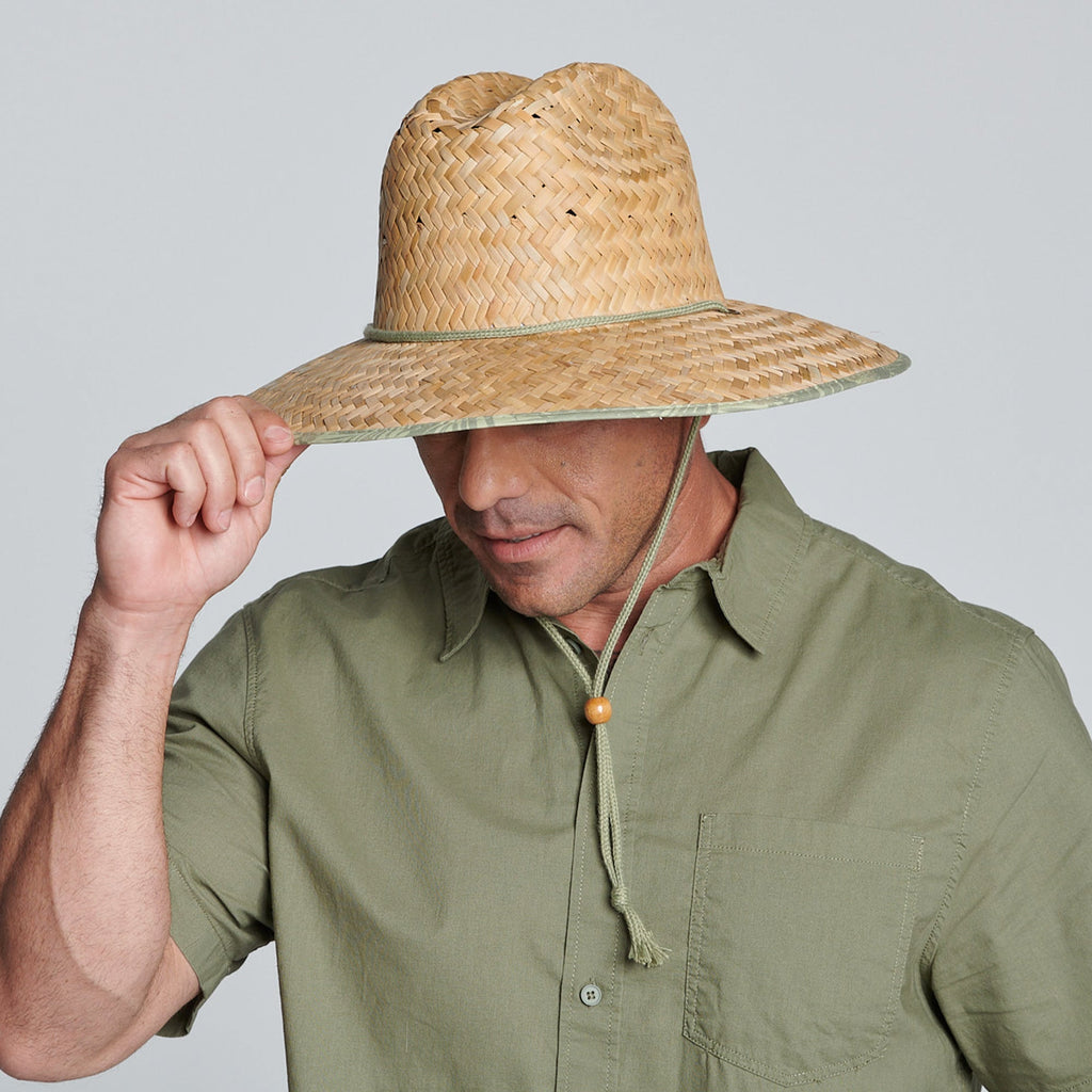 Americana - Men's rush straw lifeguard with under brim print and adjustable chin cord