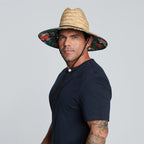 Americana - Men's rush straw lifeguard with under brim print and adjustable chin cord