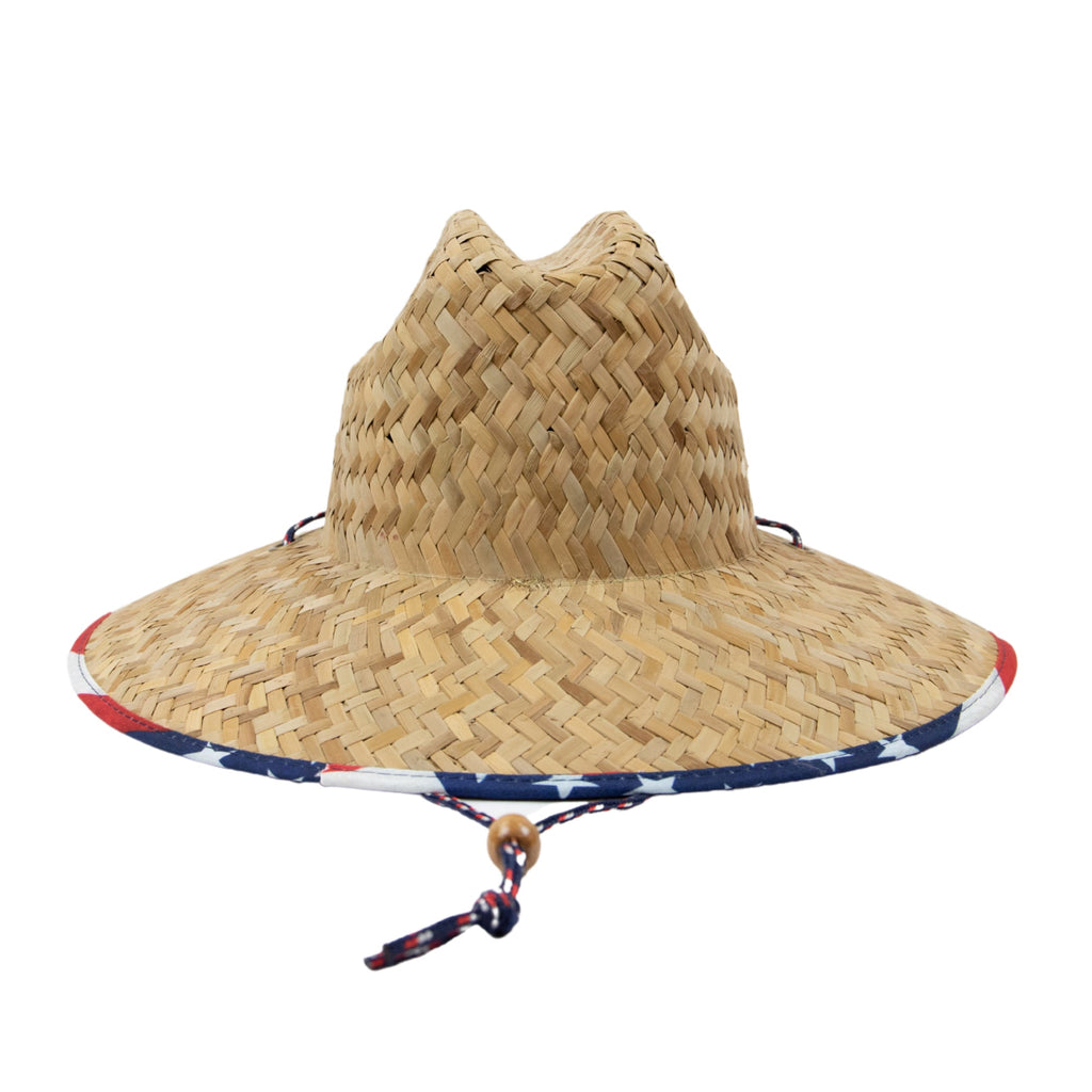 Americana - Men's rush straw lifeguard with under brim print and adjustable chin cord