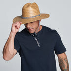 Men's kwai braided straw lifeguard with adjustable black and white chin cord (RSM586)