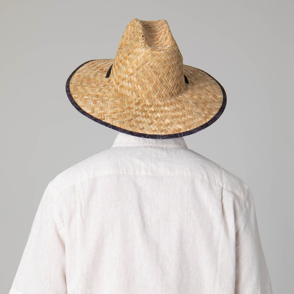 Mens Straw Lifeguard with Tropical Printed Under-brim
