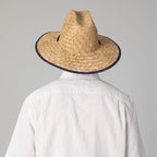 Mens Straw Lifeguard with Tropical Printed Under-brim